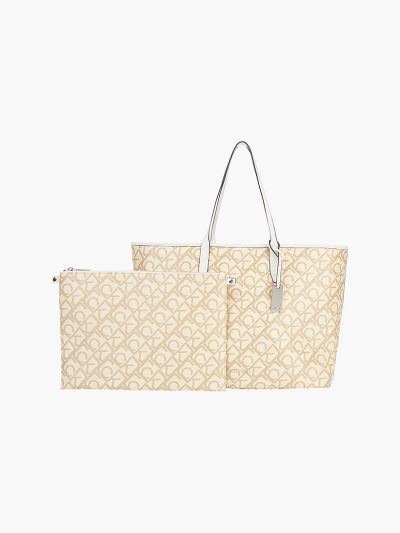 Calvin Klein Táskák & Kiegészítők HU761427 | Calvin Klein Logo Jacquard Laptop Női Tote Táska Bézs